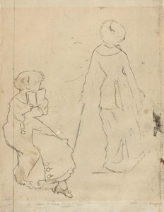 Studie for "Mary Cassatt ved Louvre" [verso] av Edgar Degas