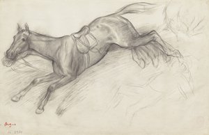 Studie for "Scene from the Steeplechase: The Fallen Jockey", 1866 av Edgar Degas