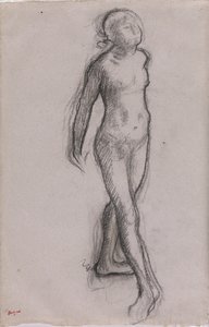 Studie av en nakendanser, ca. 1878-79 (kull og svart tusj på papir) av Edgar Degas