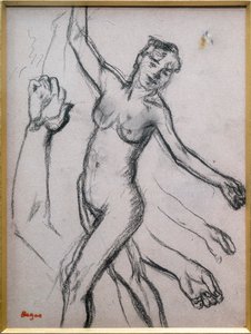 Studie av en kvinne. 1878, kull på papir. av Edgar Degas