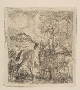 Sportsmannen som setter opp hesten sin, 1856. av Edgar Degas