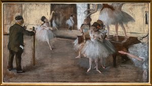 Dansetimen. Omkring 1876. Pastell på papir limt på papp. av Edgar Degas
