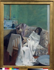 Pedikyren En lege undersøker en ung kvinnes føtter. Maleri av Edgar Degas (1834-1917). 1873. Dim 0,61 x 0,46 m. Paris, Musee d
