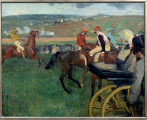 Racerbanen, amatørjockeyer nær en bil Maleri av Edgar Degas (1834-1917) 1876-1887 Søn. 0,66x0,81 m Paris, Musee d