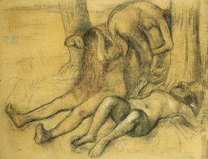 Tre badere under et tre; Tre badere under et tre, ca. 1894 av Edgar Degas