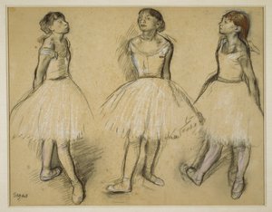 Tre studier av en danser i fjerde posisjon av Edgar Degas