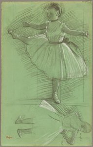 Two Studies of Dancers, ca. 1873 (svart og hvitt kritt på grønt papir) av Edgar Degas