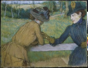 To kvinner som lener seg på en gjerdeskinne av Edgar Degas