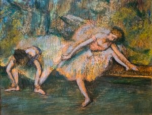 To dansere. Rundt 1900. Pastell på papir på papp. av Edgar Degas