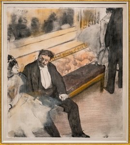 To menn og to dansere. Rundt 1876-1877. Pastell på monotypi. av Edgar Degas