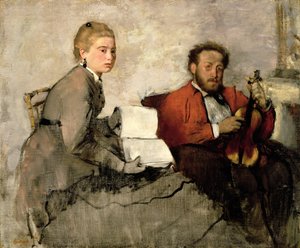 Fiolinist og ung kvinne, ca. 1871 (olje og fargestift på lerret) av Edgar Degas