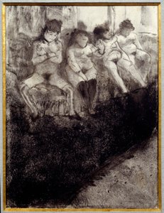 Venter på andre versjon. Det er prostituerte som venter på kunder på et bordell. Maleri av Edgar Degas av Edgar Degas
