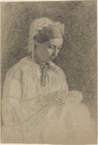 Kvinnebrodering, 1855-1860 av Edgar Degas