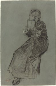 Kvinne leser en bok av Edgar Degas