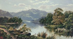 En innsjøscene i Nord-Wales av Edgar Longstaffe