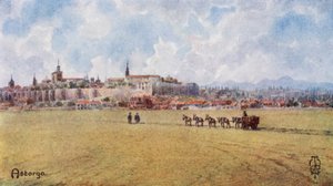 Nord-Spania: Astorga, fra sør-øst (farge litho) av Edgar T. A. Wigram