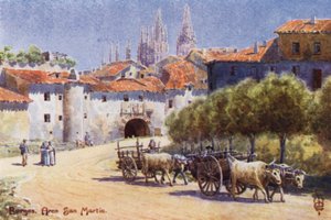 Nord-Spania: Burgos, Arco San Martin (farge litho) av Edgar T. A. Wigram