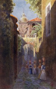 Nord-Spania: Caceres, innenfor de gamle bymurene (farge litho) av Edgar T. A. Wigram