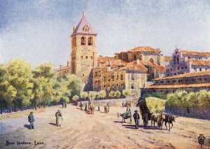 Nord-Spania: Leon, San Isidoros kirke (farge litho)