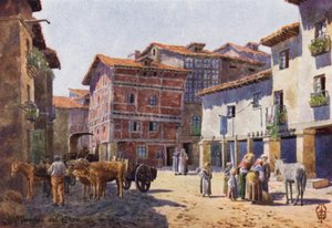 Nord-Spania: Miranda del Ebro, A Corner in the Town (farge litho)