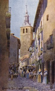 Nord-Spania: Segovia, San Miguel-kirken (farge litho)