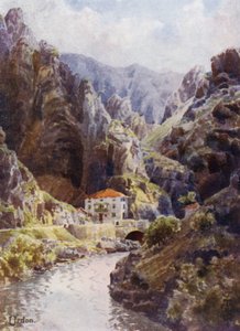 Nord-Spania: Deva-juvet, Urdon (litho-farge) av Edgar T. A. Wigram