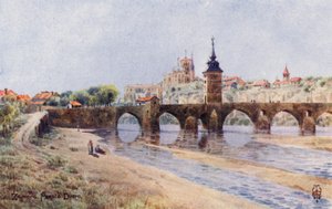 Nord-Spania: Zamora, Fra bredden av Duero (farge litho) av Edgar T. A. Wigram