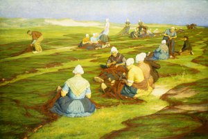 Reparer nettene (olje på lerret) av Edgard Farasyn