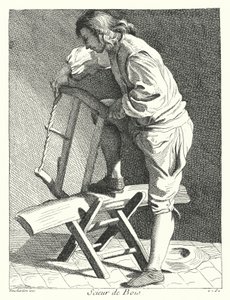 Wood Sawyer (gravering) av Edmé (after) Bouchardon