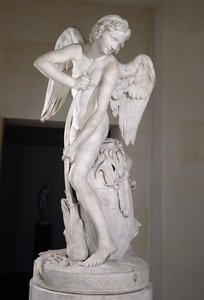 Amor som skjærer ut buen fra Hercules-klubben, 1747-50 (marmor) (se også 234450)