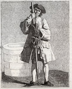 Le cureur de puits - Pepetit metier de Paris (Études prises dans le bas Peuple, ou les Cris de Paris) - engraving by Edme Bouchardon (1698-1762) av Edmé Bouchardon
