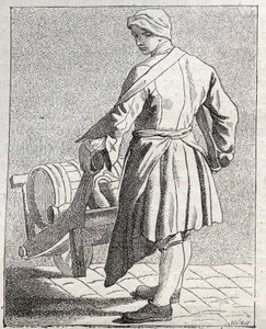 Eddikhandleren - Pepetit metier de Paris (Studier tatt i det nedre folket, eller Cris of Paris) - gravering av Edme Bouchardon (1698-1762) av Edmé Bouchardon