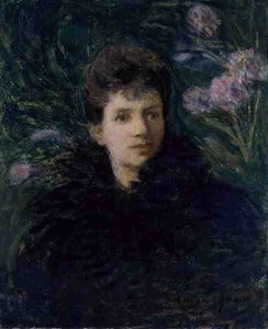 Ung kvinne med fioler, ca. 1910 (olje på lerret) av Edmond François Aman Jean