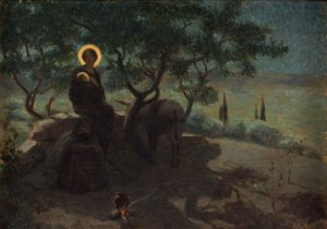 Flykt til Egypt, ca. 1915 (olje på lerret) av Edmond (1861-1943) Tapissier