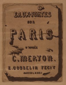 Tittel på etsningene om Paris: Omslag, 1871. av Edmond Gosselin