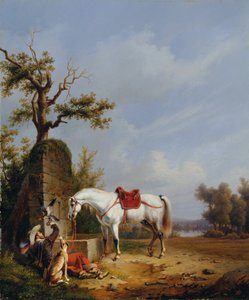 Rytter med hest av Edmond Jean-Baptiste Tschaggeny