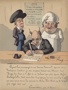 En ordfører skriver et varsel (farge litho)