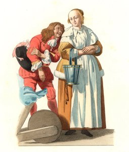 Kvinne av den nederlandske borgerlige og en side av Edmond Lechevallier Chevignard