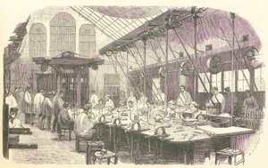 Sølvsmeder på jobb på Christophle Flatware Factory i Paris, pub. 1875.