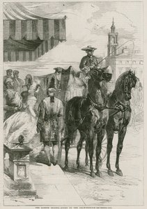 The London Season - gå til salongen (gravering) av Edmond Morin