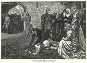 The Bridal Of Malahide (gravering) av Edmund Blair (after) Leighton