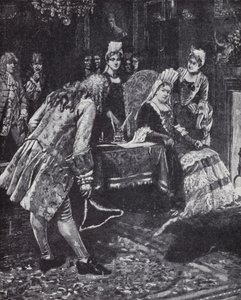 Hertugen og hertuginnen av Marlborough faller i unåde hos dronning Anne av Edmund Blair (after) Leighton
