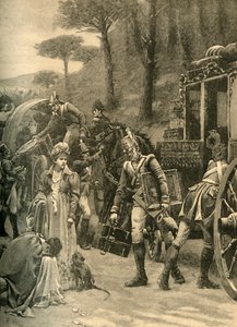 Fly av kong Joseph Bonaparte fra Vitoria, Spania, 1813 c1890. av Edmund Blair Leighton