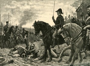 Møte mellom Wellington og Blucher etter slaget ved Waterloo, 1815 c1890. av Edmund Blair Leighton