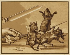Illustrasjon for tre blinde mus (farge litho) av Edmund G. Caldwell