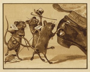 Illustrasjon for tre blinde mus (farge litho) av Edmund G. Caldwell