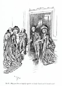 Illustrasjon for Sheridans The School for Scandal (gravering)