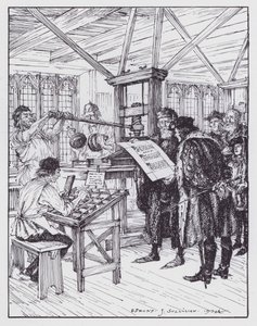 William Caxton i trykkeriet hans (litho)