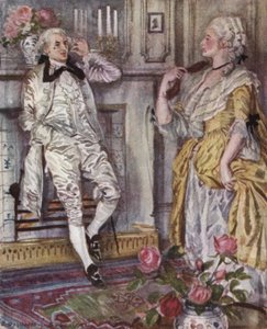 Illustrasjon for The Vicar of Wakefield av Oliver Goldsmith (farge litho) av Edmund Joseph Sullivan