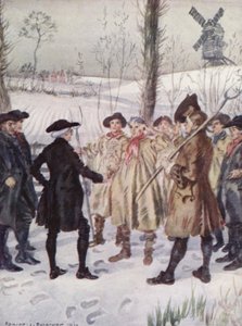 Illustrasjon for The Vicar of Wakefield av Oliver Goldsmith (farge litho) av Edmund Joseph Sullivan